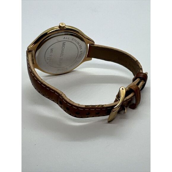 Michael Kors Slim Runway MK2284 Women's Brown Leather Analog Dial Watch JNA667 - Picture 8 of 11